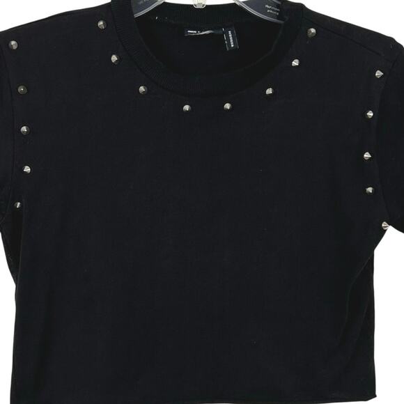 💘Sold 💘not for sale💘ASOS Women Short Sleeve Studded Cropped Baby T-shirt Top Got - Picture 2 of 6